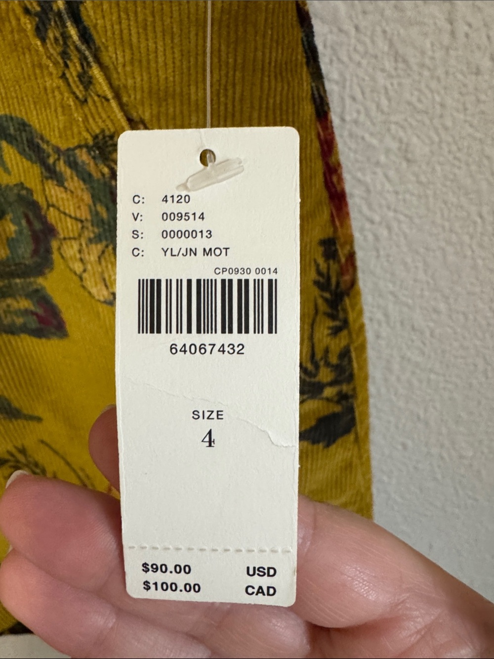 PILCRO Floral Corduroy Button-Front Skirt in Mustard - Picture 4 of 6